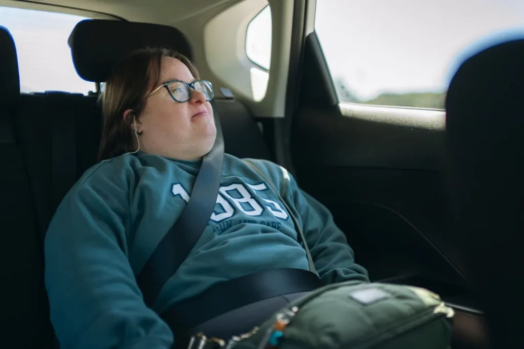 Disabled woman in car